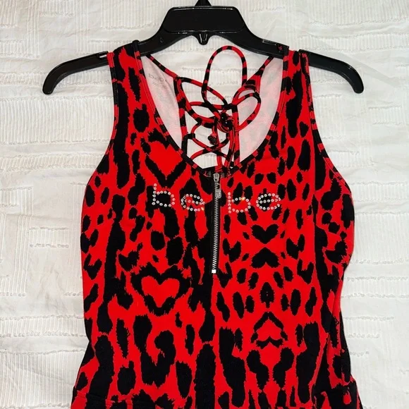 Bebe Red Leopard Romper - Picture 2 of 4